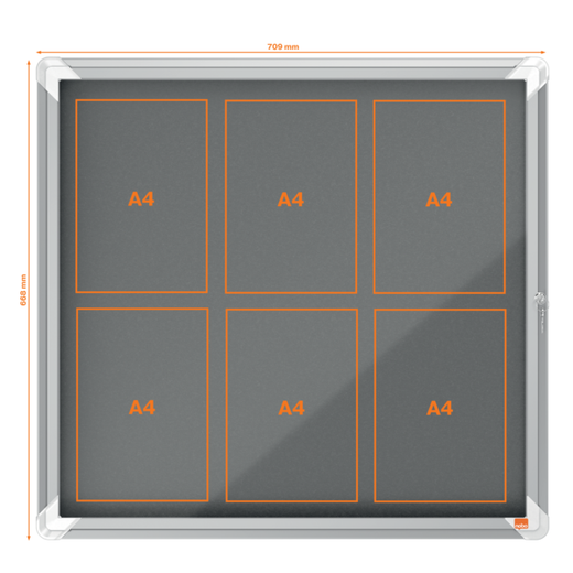 Vitrina NOBO Premium Plus de fondo de fieltro 6xA4, gris
