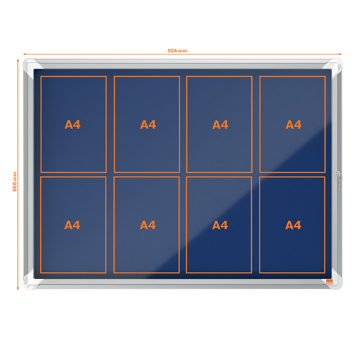 Vitrina NOBO Premium Plus de fondo de fieltro 8xA4, azul