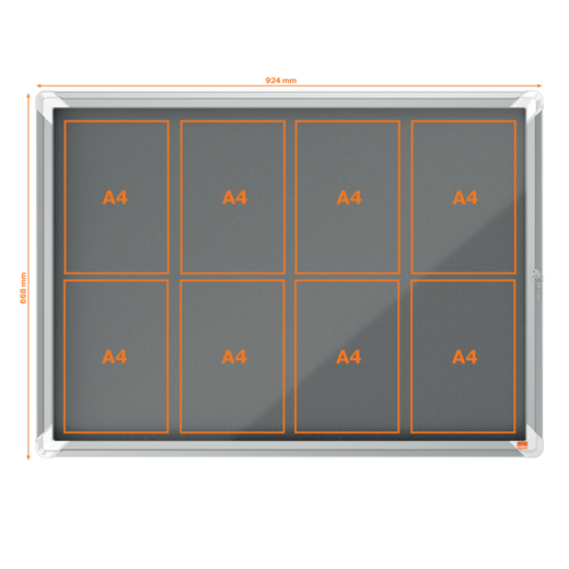 Vitrina NOBO Premium Plus de fondo de fieltro 8xA4, gris