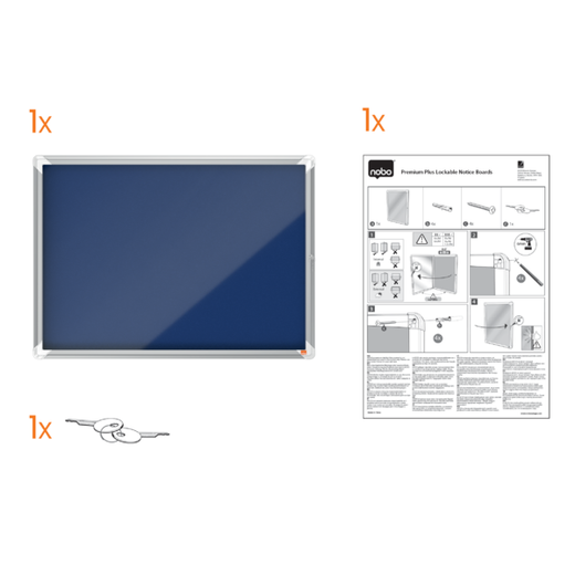 Vitrina NOBO Premium Plus de fondo de fieltro 9xA4, azul