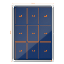 Vitrina NOBO Premium Plus de fondo de fieltro 9xA4, azul