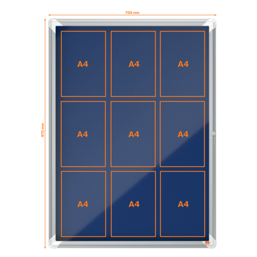 Vitrina NOBO Premium Plus de fondo de fieltro 9xA4, azul
