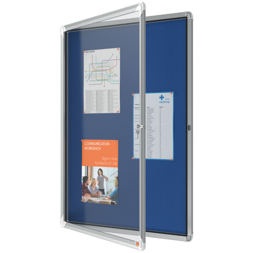 Vitrina NOBO Premium Plus de fondo de fieltro 9xA4, azul