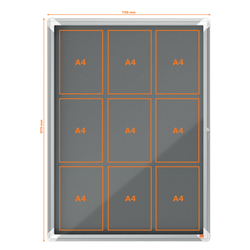 Vitrina NOBO Premium Plus de fondo de fieltro 9xA4, gris