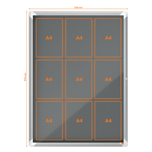 Vitrina NOBO Premium Plus de fondo de fieltro 9xA4, gris