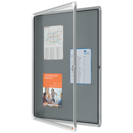Vitrina NOBO Premium Plus de fondo de fieltro 9xA4, gris