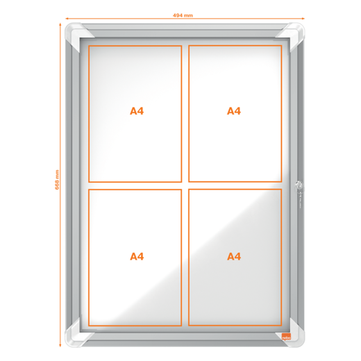 Vitrina NOBO Premium Plus de fondo magnético 4 x hojas A4