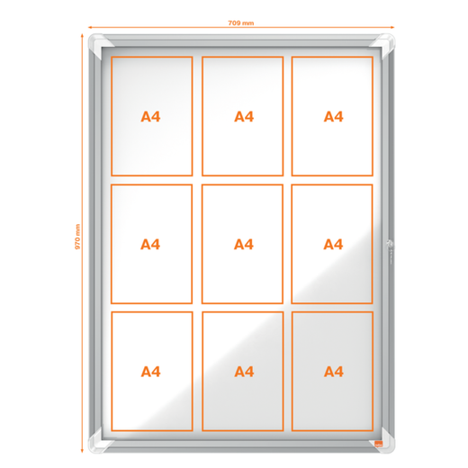 Vitrina NOBO Premium Plus de fondo magnético 9 x hojas A4