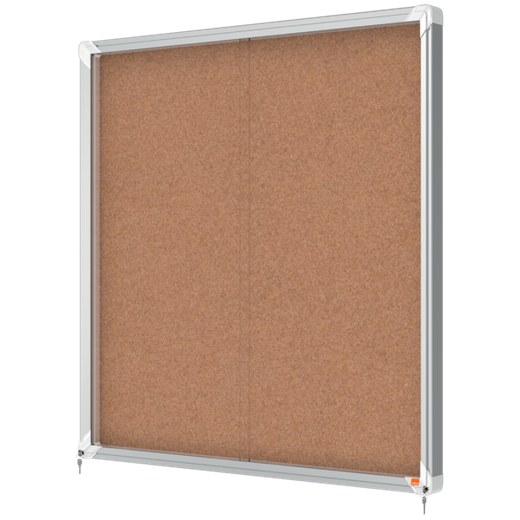 Vitrina NOBO Premium Plus de puerta corredera fondo de corcho 12 x A4 hojas