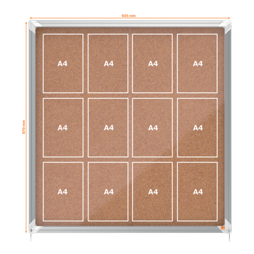 Vitrina NOBO Premium Plus de puerta corredera fondo de corcho 12 x A4 hojas