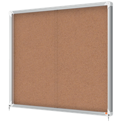 Vitrina NOBO Premium Plus de puerta corredera fondo de corcho 15 x A4 hojas