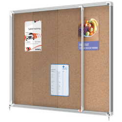 Vitrina NOBO Premium Plus de puerta corredera fondo de corcho 15 x A4 hojas