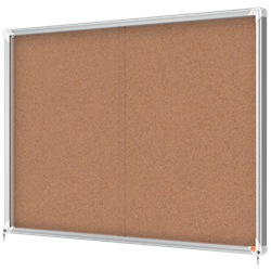 Vitrina NOBO Premium Plus de puerta corredera fondo de corcho 18 x A4 hojas