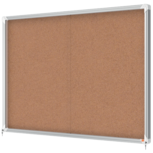 Vitrina NOBO Premium Plus de puerta corredera fondo de corcho 18 x A4 hojas