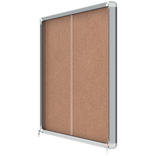 Vitrina NOBO Premium Plus de puerta corredera fondo de corcho 18 x A4 hojas