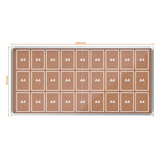 Vitrina NOBO Premium Plus de puerta corredera fondo de corcho 27 x A4 hojas