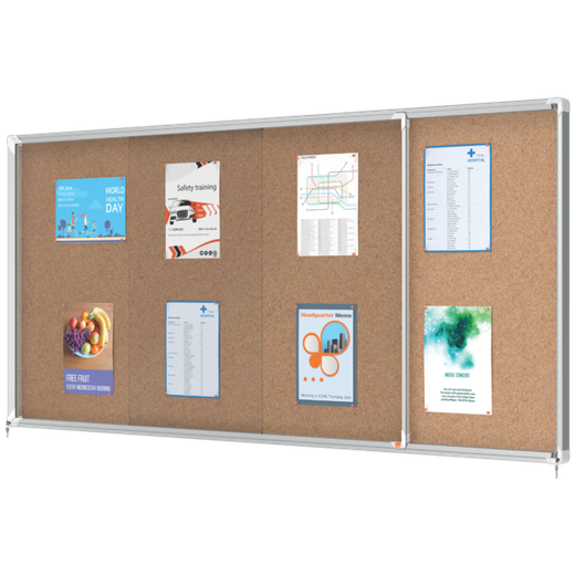 Vitrina NOBO Premium Plus de puerta corredera fondo de corcho 27 x A4 hojas