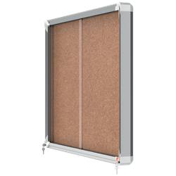 Vitrina NOBO Premium Plus de puerta corredera fondo de corcho 8 x A4 hojas