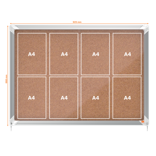 Vitrina NOBO Premium Plus de puerta corredera fondo de corcho 8 x A4 hojas