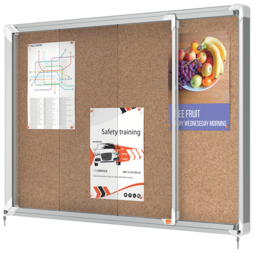 Vitrina NOBO Premium Plus de puerta corredera fondo de corcho 8 x A4 hojas