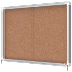 Vitrina NOBO Premium Plus de puerta corredera fondo de corcho 8 x A4 hojas
