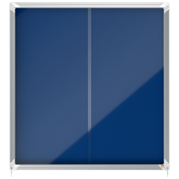 Vitrina NOBO Premium Plus de puerta corredera fondo de fieltro 12xA4 hojas, azul