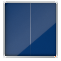 Vitrina NOBO Premium Plus de puerta corredera fondo de fieltro 12xA4 hojas, azul
