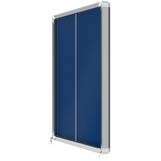 Vitrina NOBO Premium Plus de puerta corredera fondo de fieltro 12xA4 hojas, azul