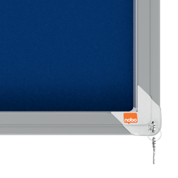 Vitrina NOBO Premium Plus de puerta corredera fondo de fieltro 12xA4 hojas, azul