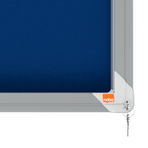 Vitrina NOBO Premium Plus de puerta corredera fondo de fieltro 12xA4 hojas, azul