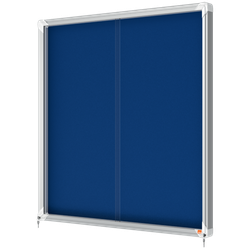 Vitrina NOBO Premium Plus de puerta corredera fondo de fieltro 12xA4 hojas, azul