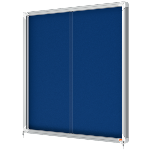 Vitrina NOBO Premium Plus de puerta corredera fondo de fieltro 12xA4 hojas, azul