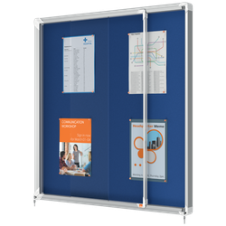 Vitrina NOBO Premium Plus de puerta corredera fondo de fieltro 12xA4 hojas, gris