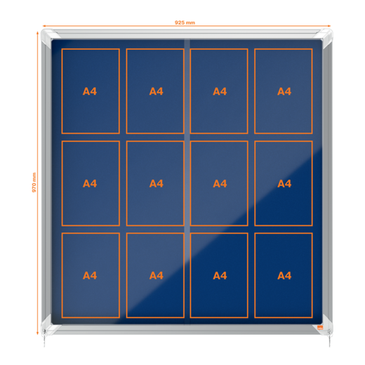 Vitrina NOBO Premium Plus de puerta corredera fondo de fieltro 12xA4 hojas, gris