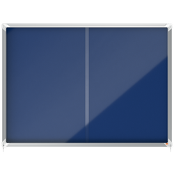 Vitrina NOBO Premium Plus de puerta corredera fondo de fieltro 18xA4 hojas, azul