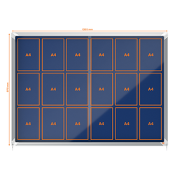 Vitrina NOBO Premium Plus de puerta corredera fondo de fieltro 18xA4 hojas, azul