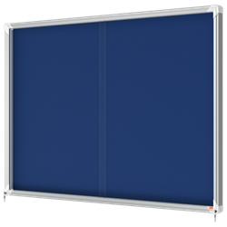 Vitrina NOBO Premium Plus de puerta corredera fondo de fieltro 18xA4 hojas, azul