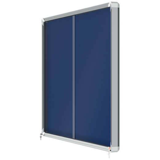 Vitrina NOBO Premium Plus de puerta corredera fondo de fieltro 18xA4 hojas, azul