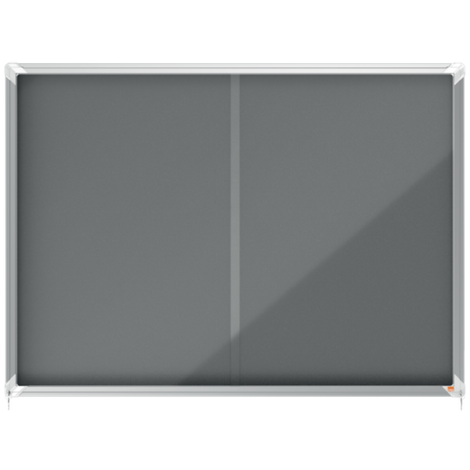 Vitrina NOBO Premium Plus de puerta corredera fondo de fieltro 18xA4 hojas, gris