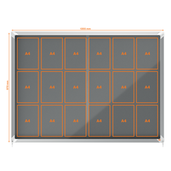 Vitrina NOBO Premium Plus de puerta corredera fondo de fieltro 18xA4 hojas, gris
