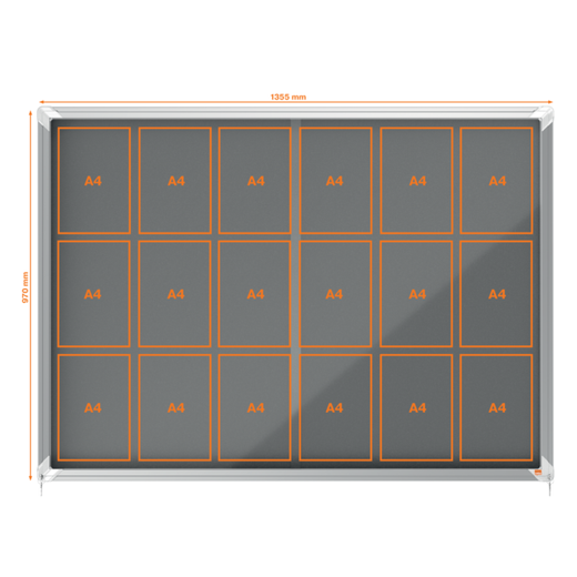 Vitrina NOBO Premium Plus de puerta corredera fondo de fieltro 18xA4 hojas, gris