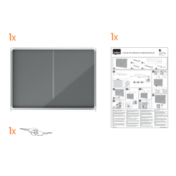 Vitrina NOBO Premium Plus de puerta corredera fondo de fieltro 18xA4 hojas, gris