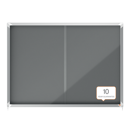 Vitrina NOBO Premium Plus de puerta corredera fondo de fieltro 18xA4 hojas, gris