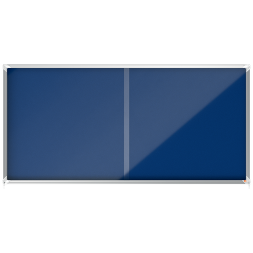 Vitrina NOBO Premium Plus de puerta corredera fondo de fieltro 27xA4 hojas, azul