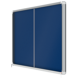 Vitrina NOBO Premium Plus de puerta corredera fondo de fieltro 27xA4 hojas, azul