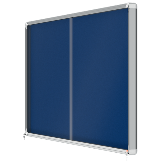 Vitrina NOBO Premium Plus de puerta corredera fondo de fieltro 27xA4 hojas, azul