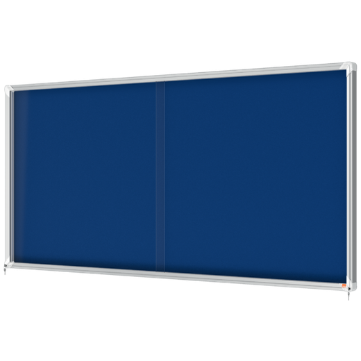 Vitrina NOBO Premium Plus de puerta corredera fondo de fieltro 27xA4 hojas, azul