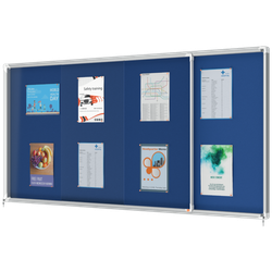 Vitrina NOBO Premium Plus de puerta corredera fondo de fieltro 27xA4 hojas, azul