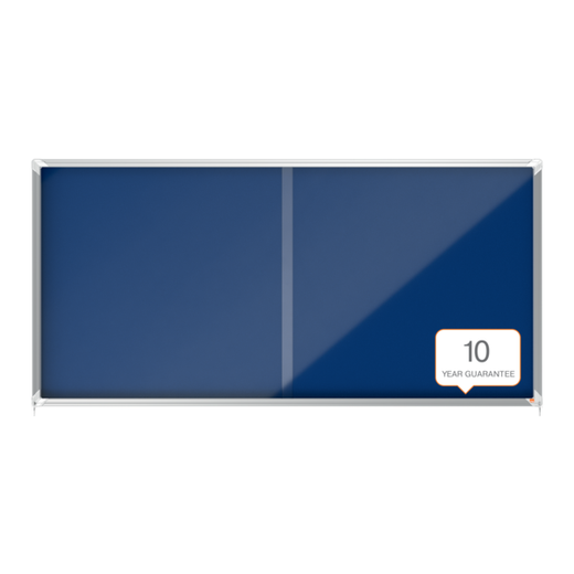 Vitrina NOBO Premium Plus de puerta corredera fondo de fieltro 27xA4 hojas, azul