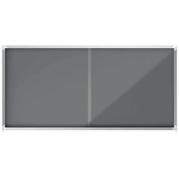 Vitrina NOBO Premium Plus de puerta corredera fondo de fieltro 27xA4 hojas, gris
